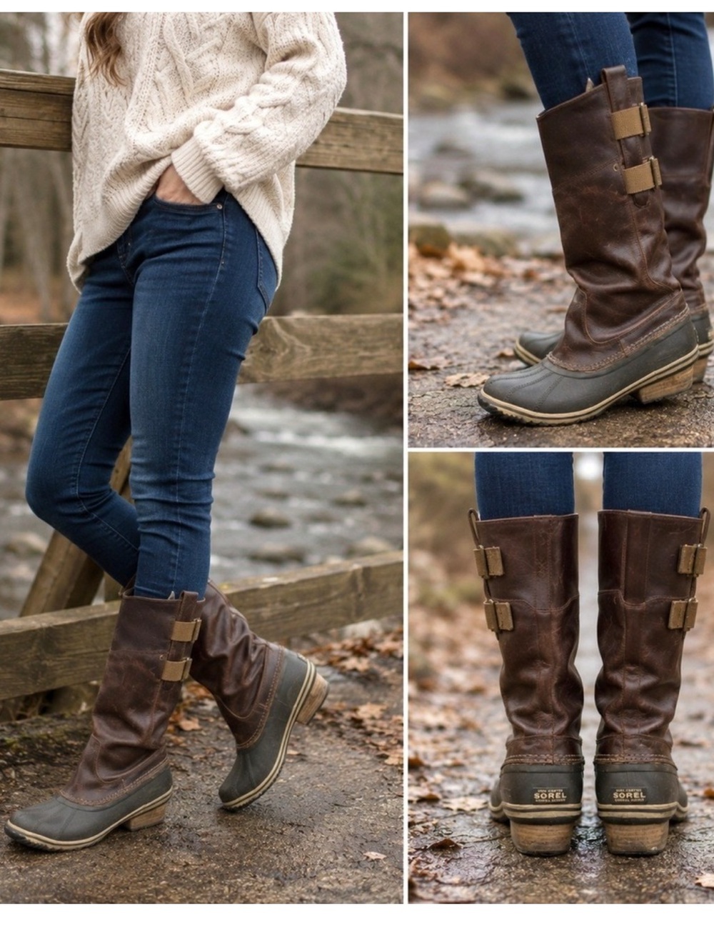 Sorel Woman's Brown and Black Leather Waterproof Tall Boots